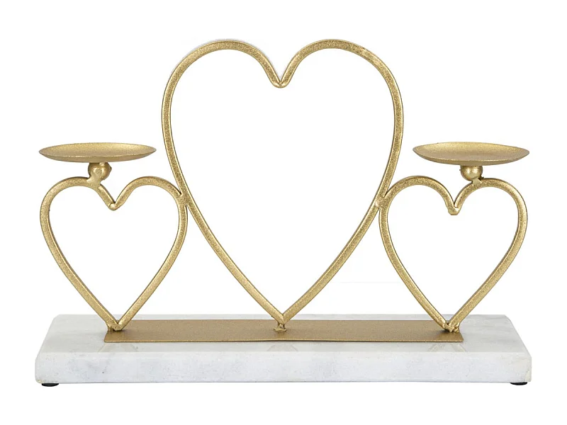 Bougeoir Design en Marbre "Cœur" 30cm Or