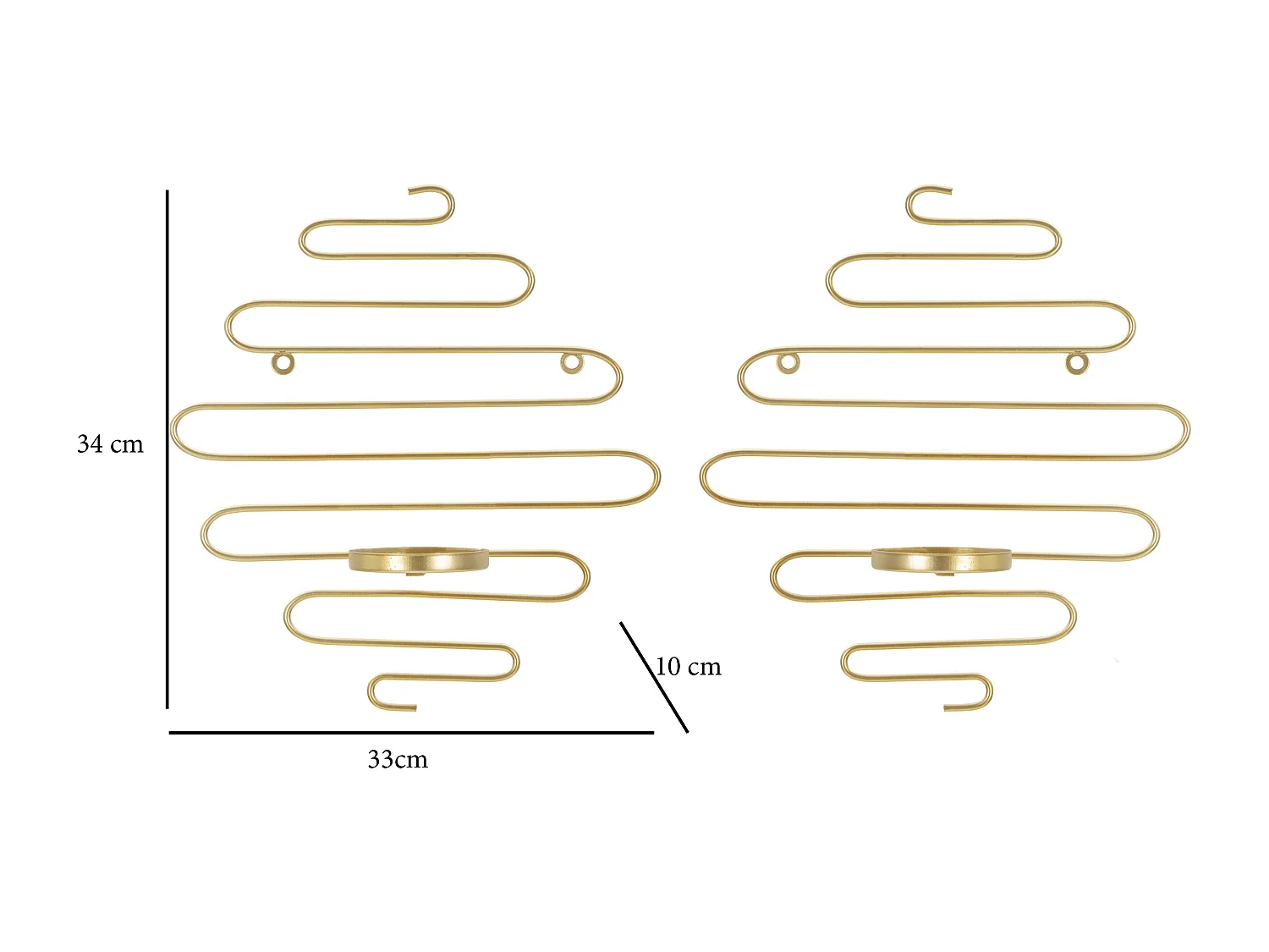 Lot de 2 Bougeoirs Muraux en Métal "Alid" 34cm Or