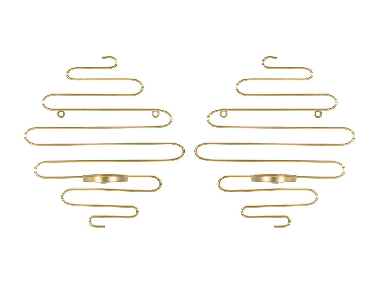 Lot de 2 Bougeoirs Muraux en Métal "Alid" 34cm Or