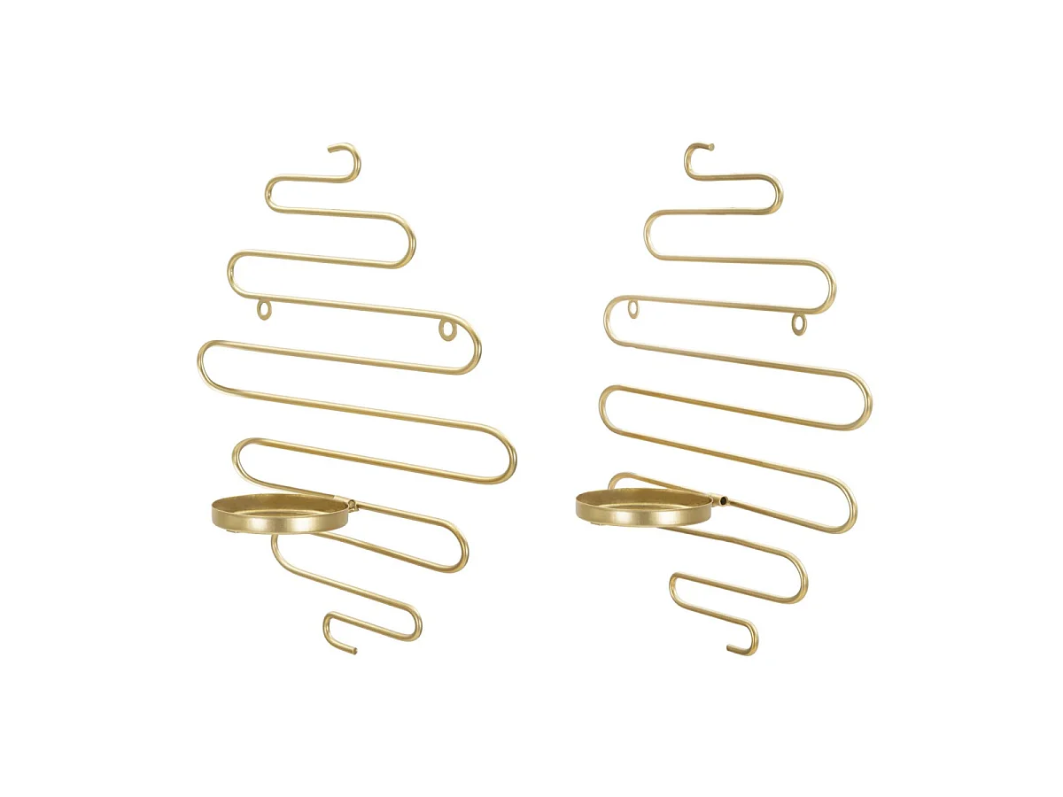 2er-Set Wandkerzenhalter aus Metall goldfarben 33x10x34 cm