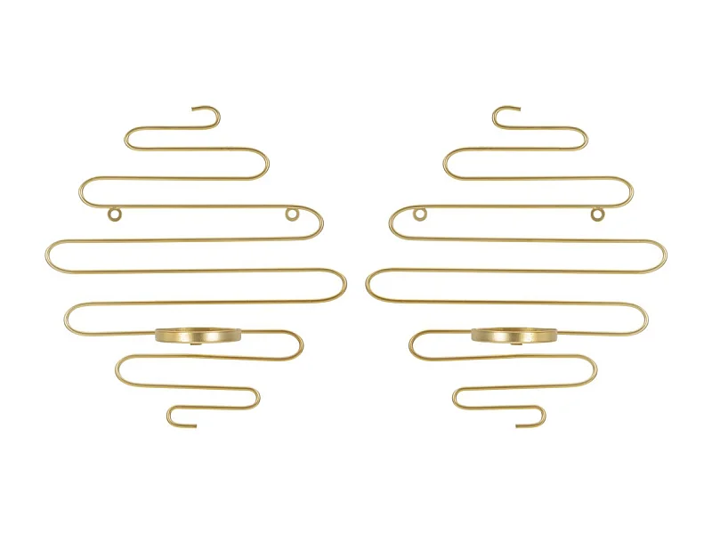 Lot de 2 Bougeoirs Muraux en Métal "Alid" 34cm Or
