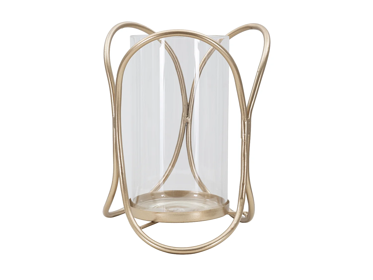 Portacandele in metallo dorato con bicchierino in vetro Ø cm 16x21,5