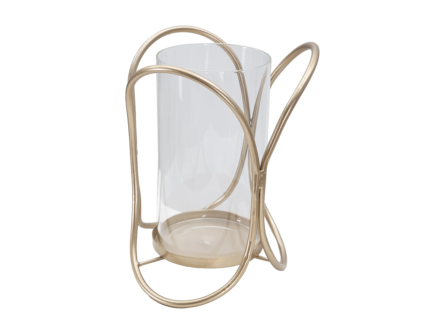 Portacandele in metallo dorato con bicchierino in vetro Ø cm 16x21,5