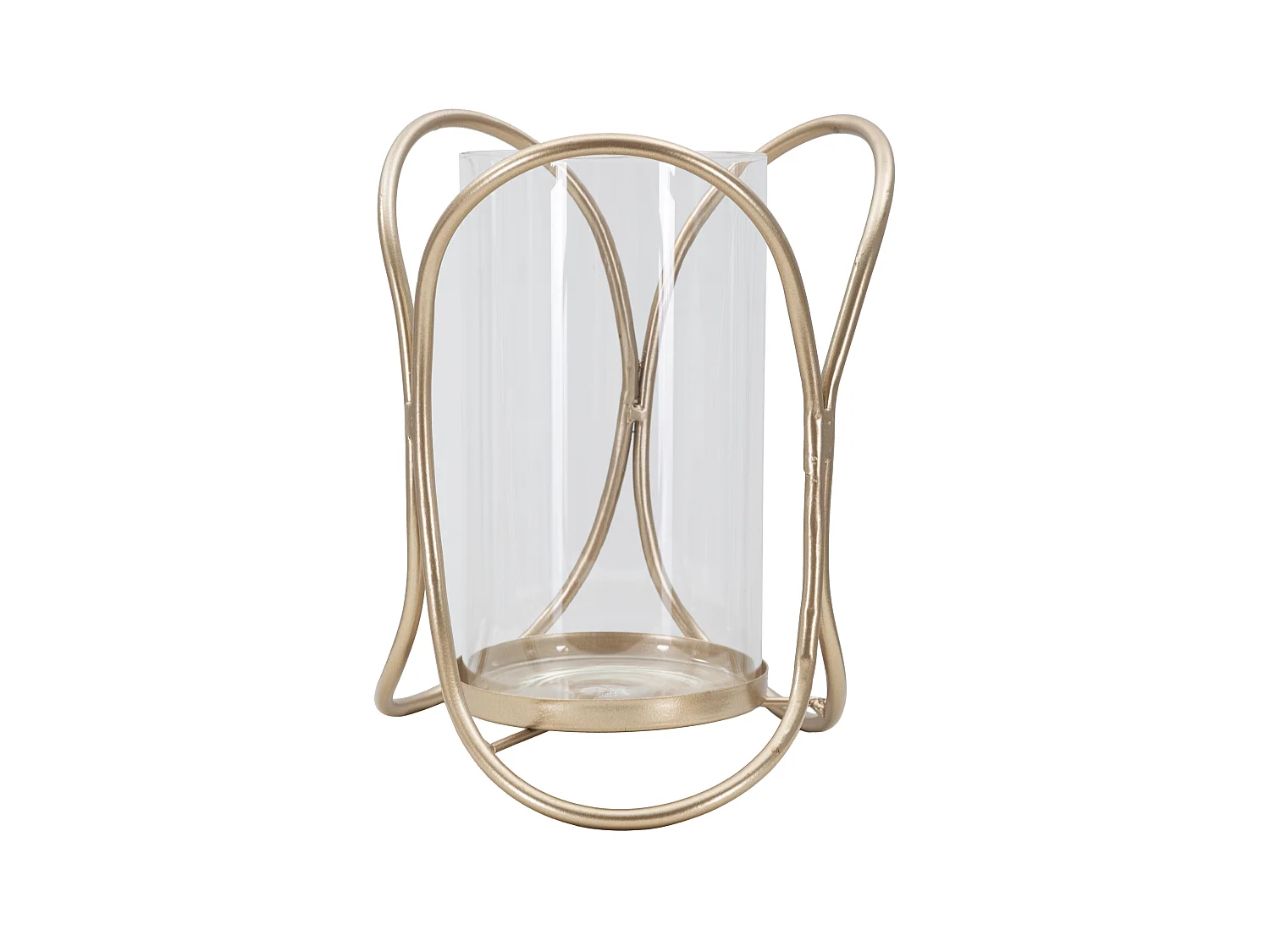 Support de Bougie en Métal Doré avec Coupelle en Verre - Porte-bougie Glox Dark Ø 16x21,5 cm, Design Géométrique Élégant avec Lignes Douces