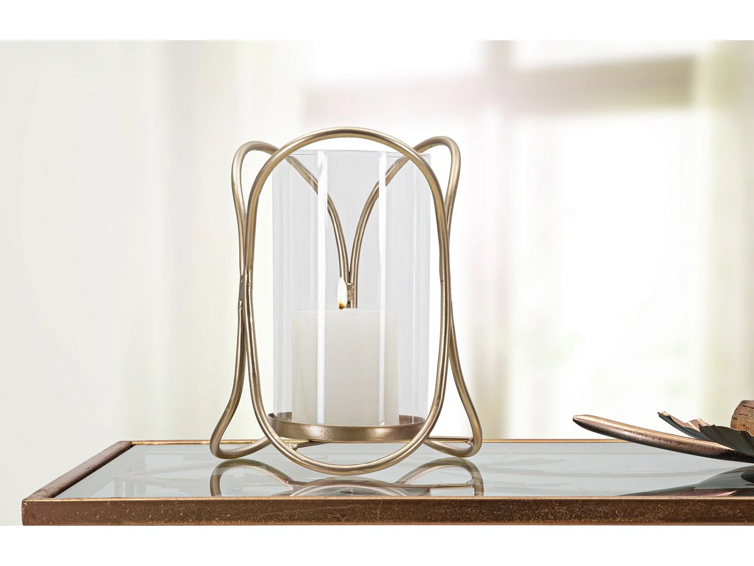 Photophore Design en Verre "Glox" 21cm Or Foncé