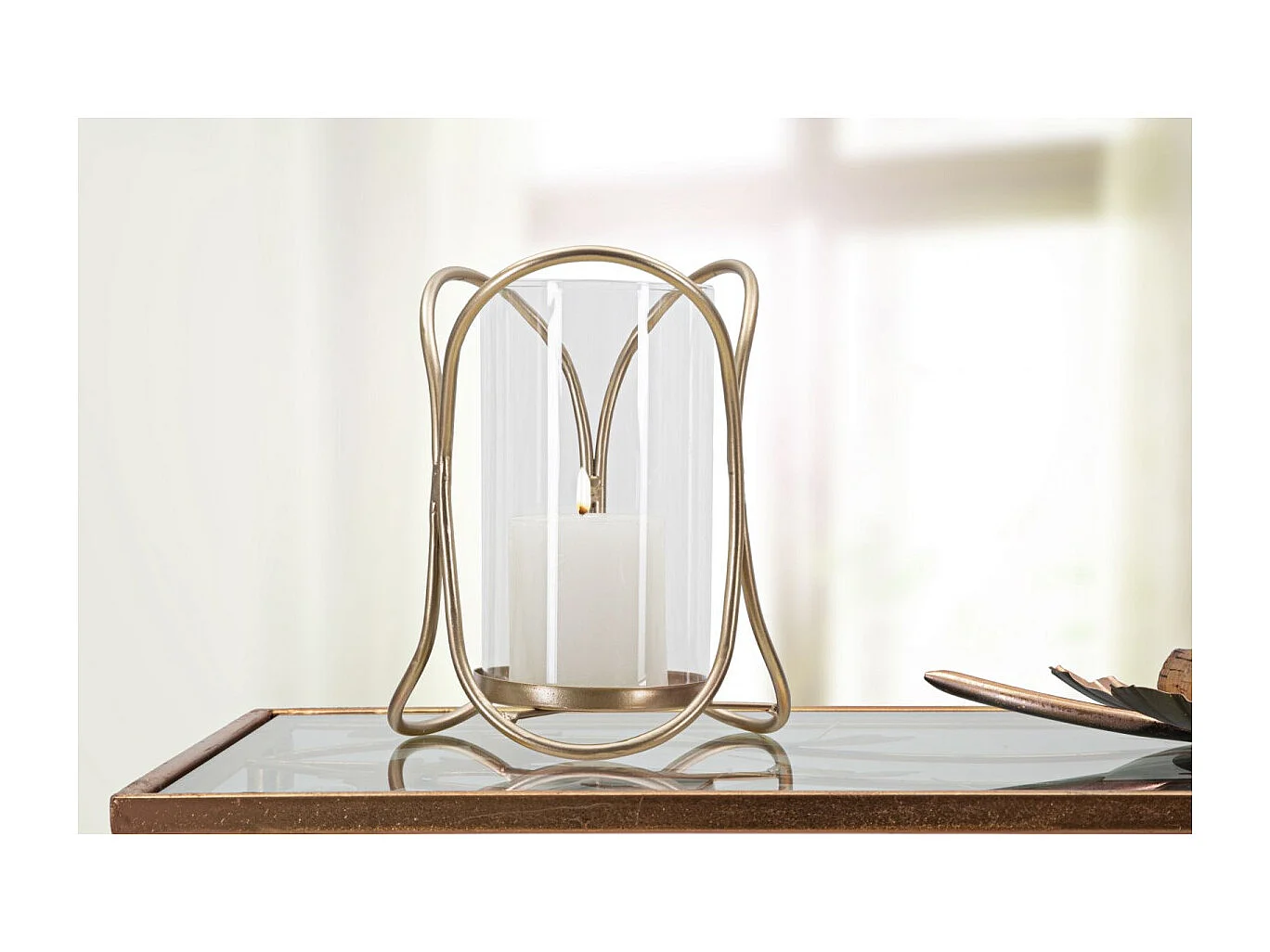 Photophore Design en Verre "Glox" 21cm Or Foncé