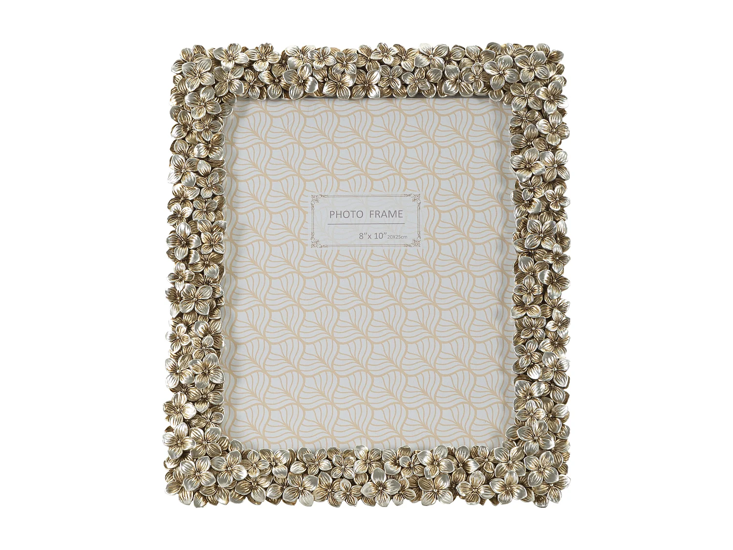 Cornice in resina argentata con fiori cm 26,5x2x31,8