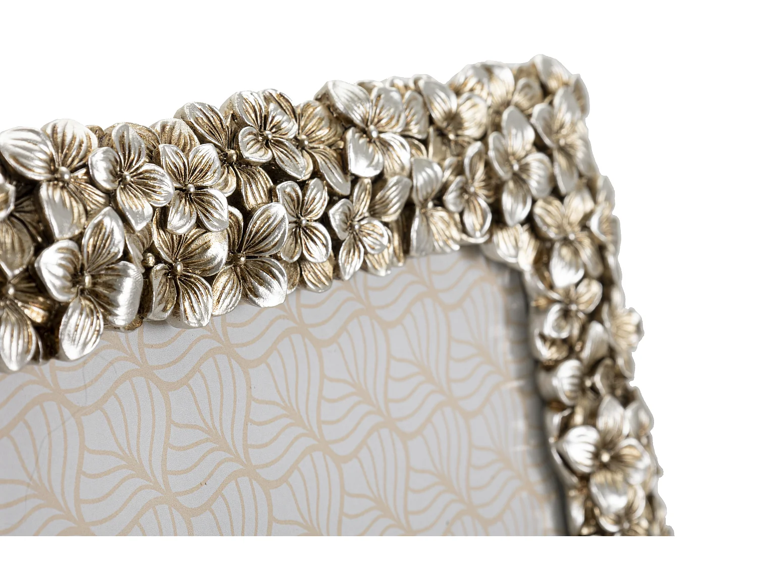 Cornice in resina argentata con fiori cm 26,5x2x31,8