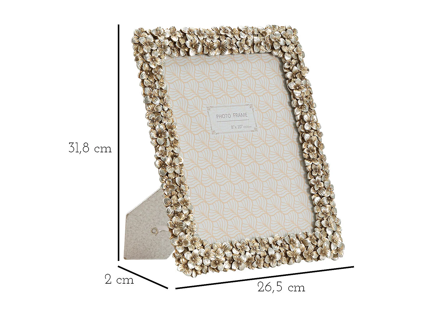 Cornice in resina argentata con fiori cm 26,5x2x31,8