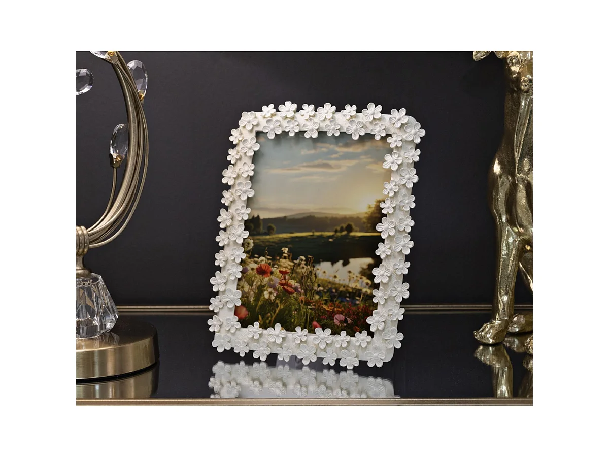 Cornice in resina beige con fiori cm 20x2x25