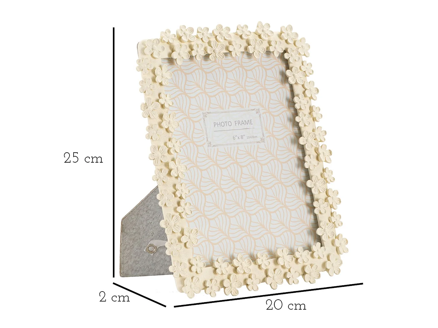 Cornice in resina beige con fiori cm 20x2x25
