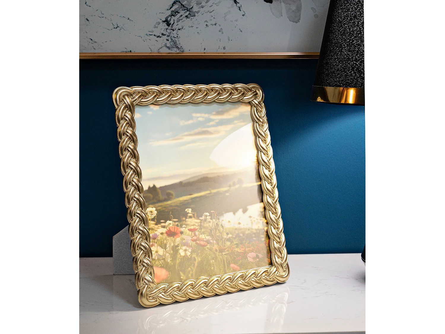 Cadre Photo Déco Tressé "Rope" 20x25cm Or