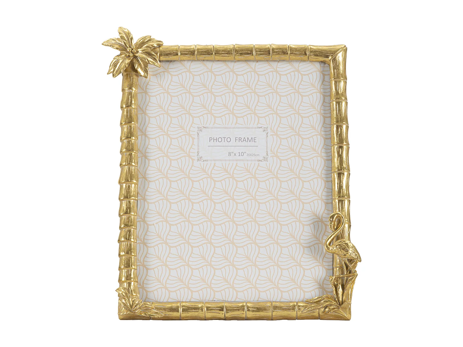 Cadre Photo Déco Palmier "Flamant Rose" 20x25cm Or