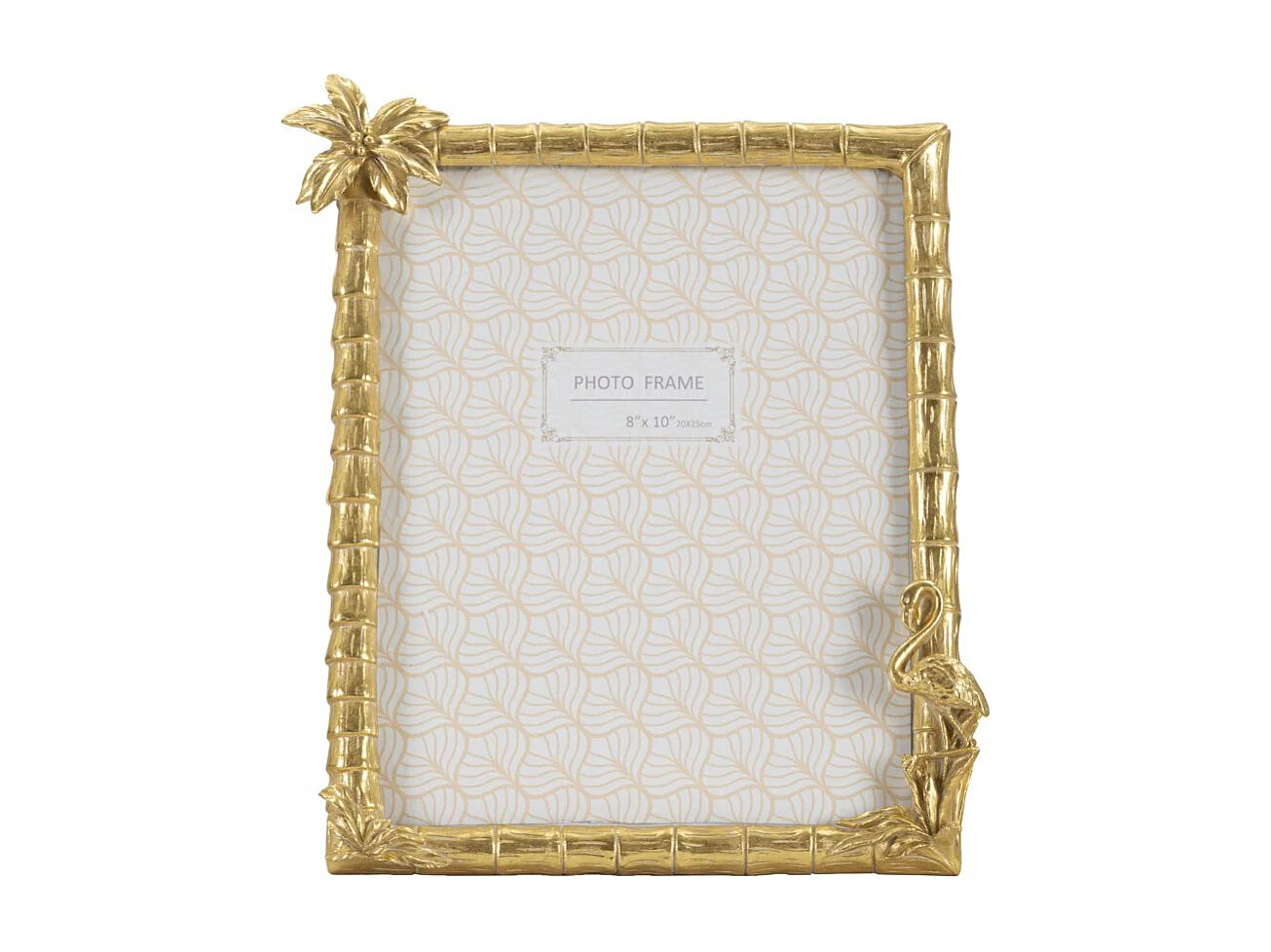 Cadre Photo Déco Palmier "Flamant Rose" 20x25cm Or