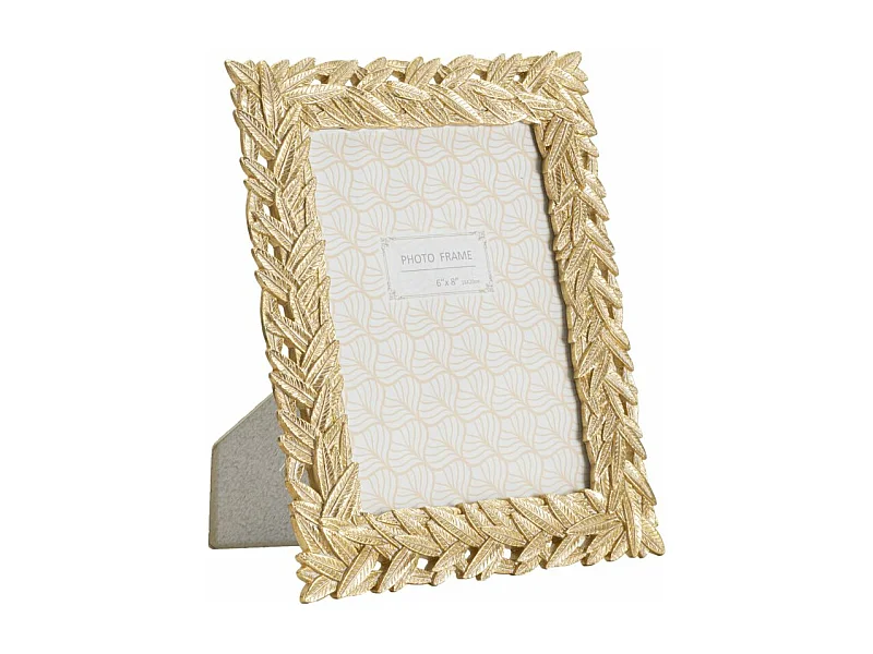 Cornice in resina dorata con foglie cm 21,8x1,8x27