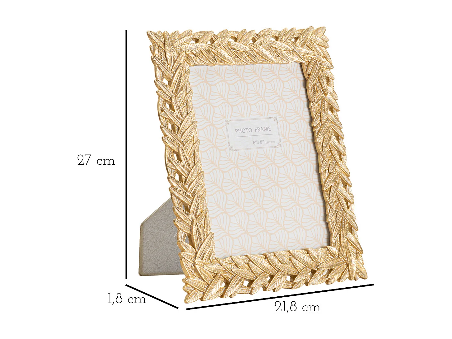 Cornice in resina dorata con foglie cm 21,8x1,8x27