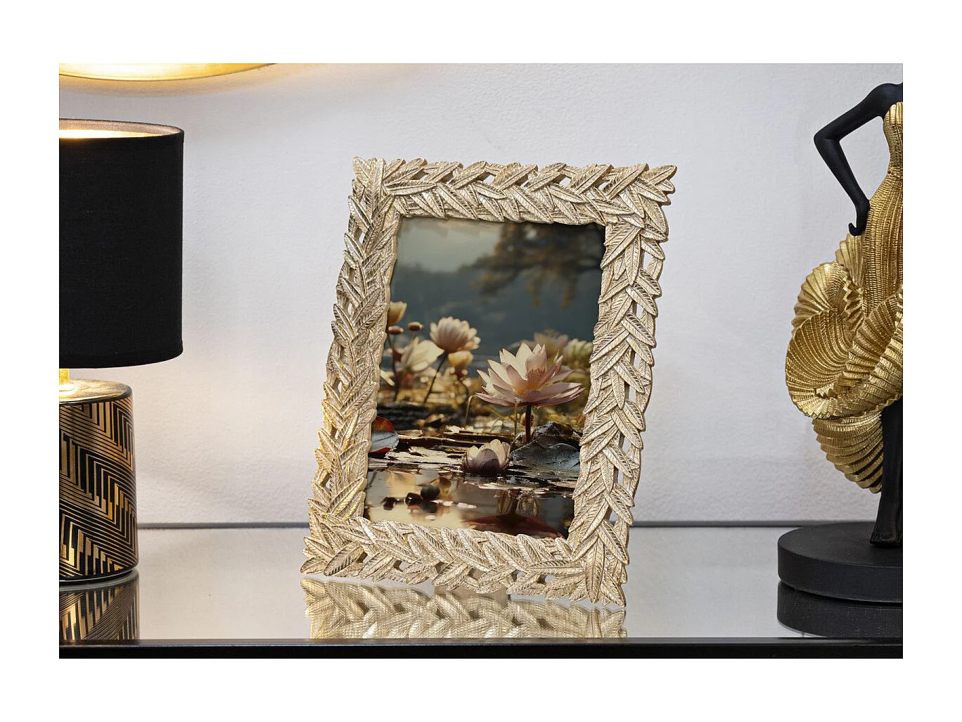 Cadre Photo Déco Feuille "Soli" 15x20cm Or