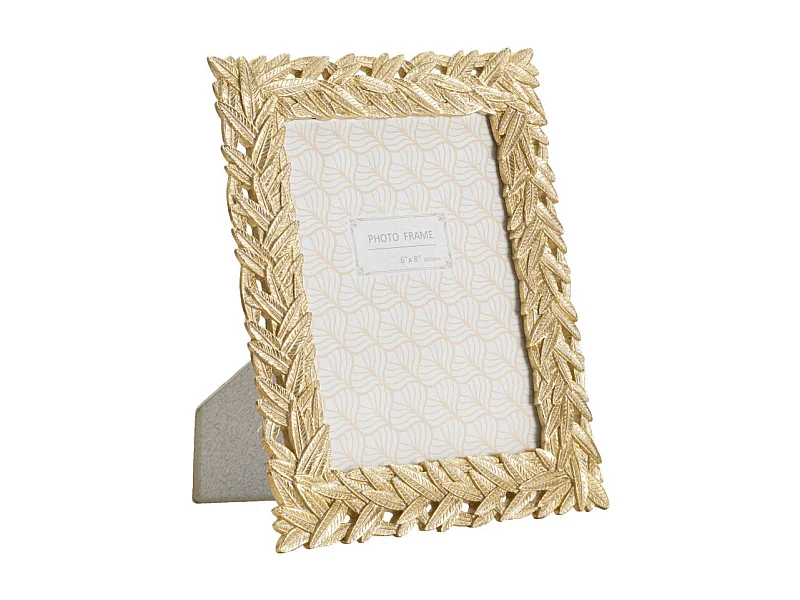 Cadre Photo Déco Feuilles "Solis" 15x20cm Or