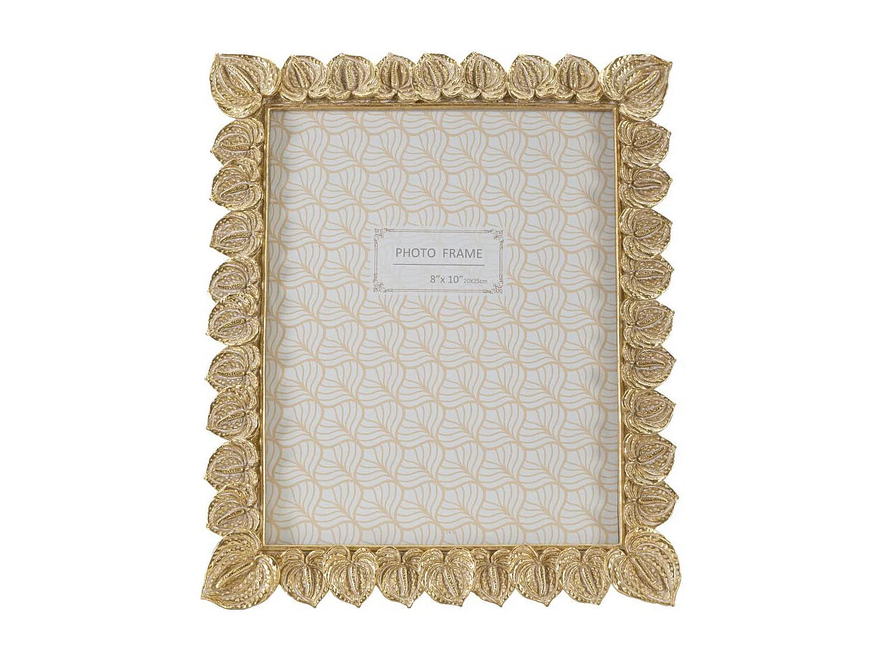 Cadre Photo Déco Pétale de Fleur "Anthurium" 20x25cm Or