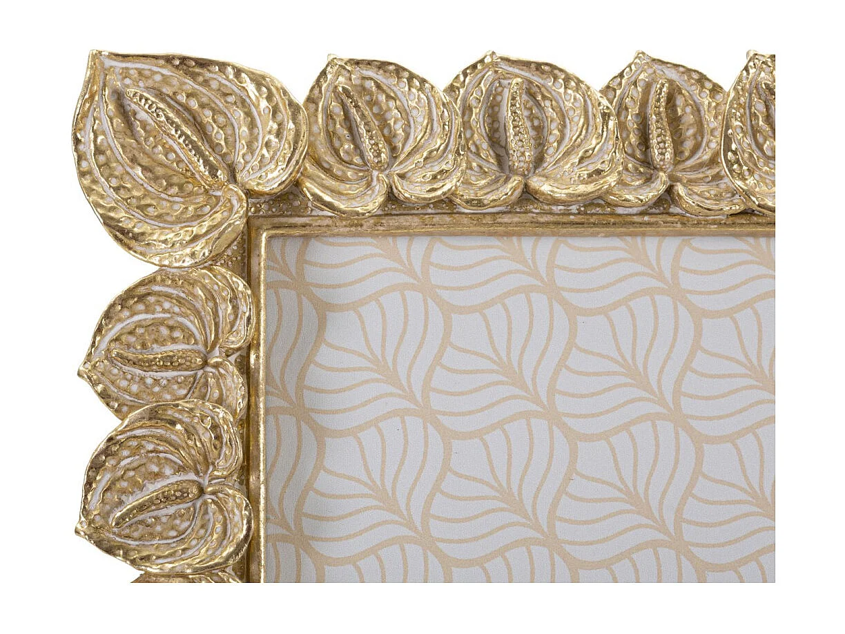 Cadre Photo Déco Pétale de Fleur "Anthurium" 20x25cm Or