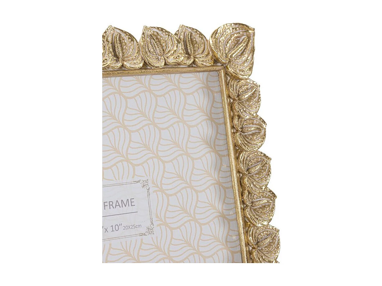 Cadre Photo Déco Pétale de Fleur "Anthurium" 20x25cm Or