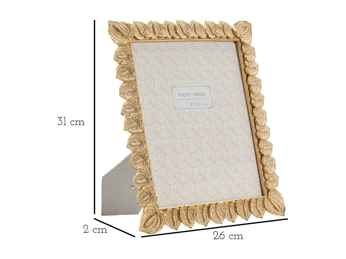 Cadre Photo Déco Pétale de Fleur "Anthurium" 20x25cm Or