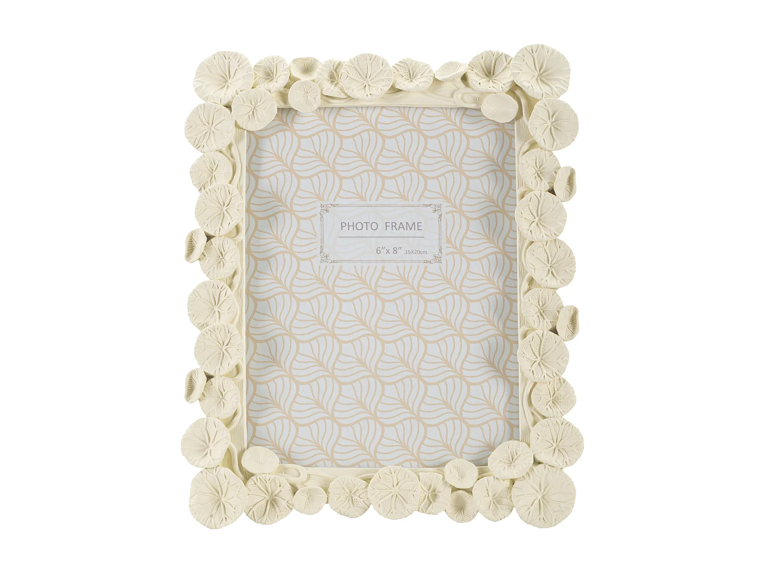 Cornice in resina beige con foglie di loto cm 20,8x2x25,9