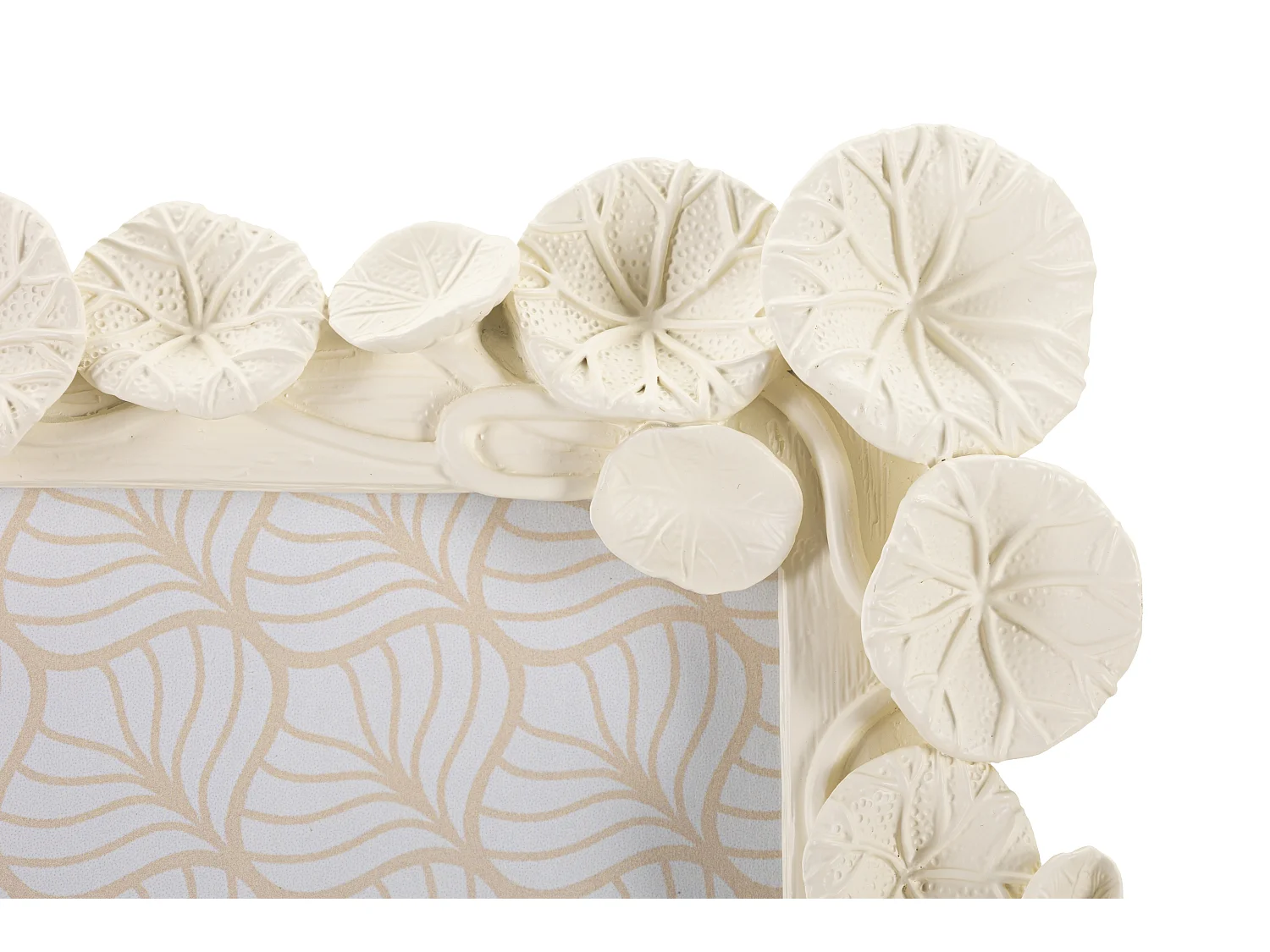 Cornice in resina beige con foglie di loto cm 20,8x2x25,9