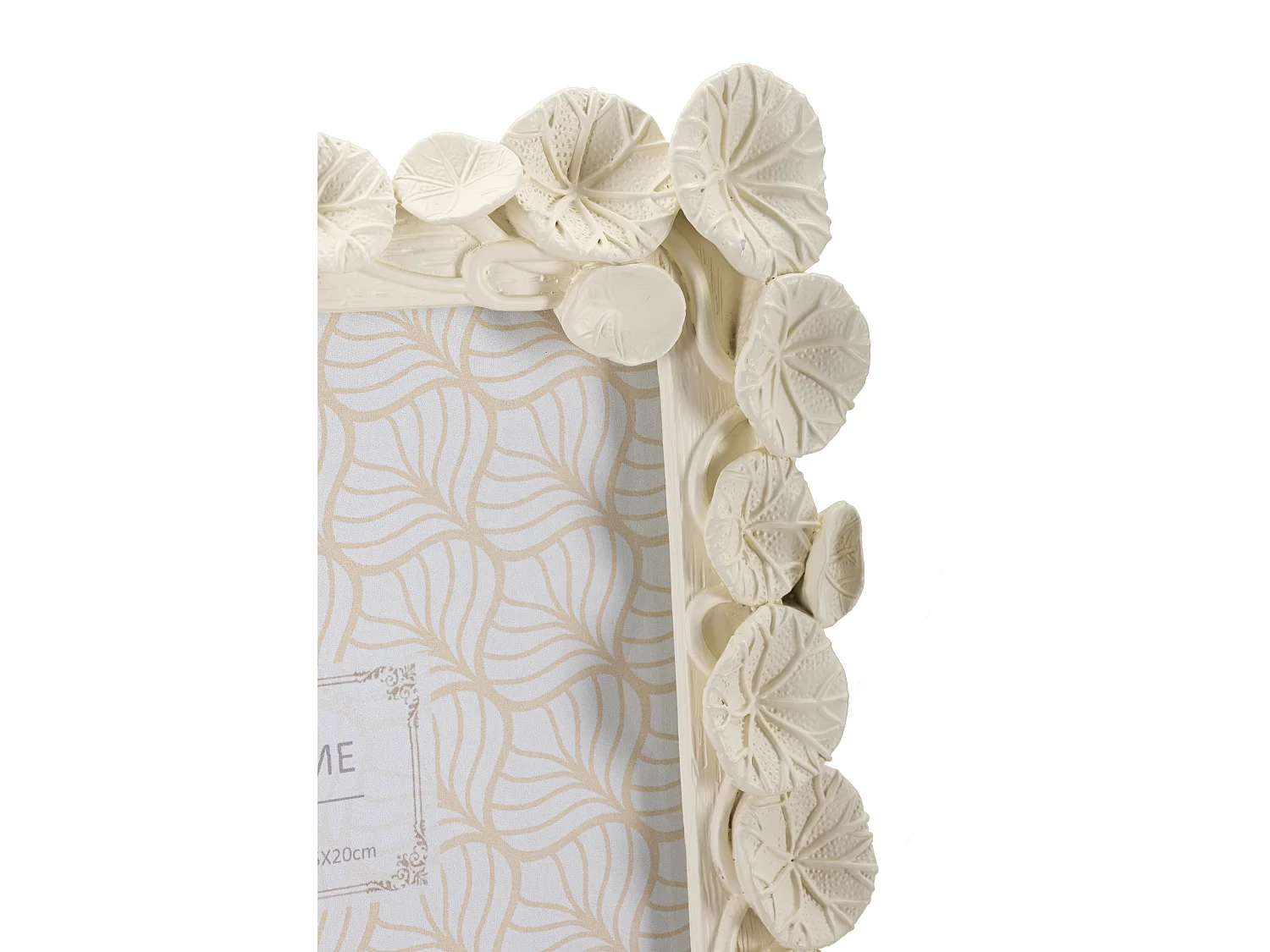 Cornice in resina beige con foglie di loto cm 20,8x2x25,9