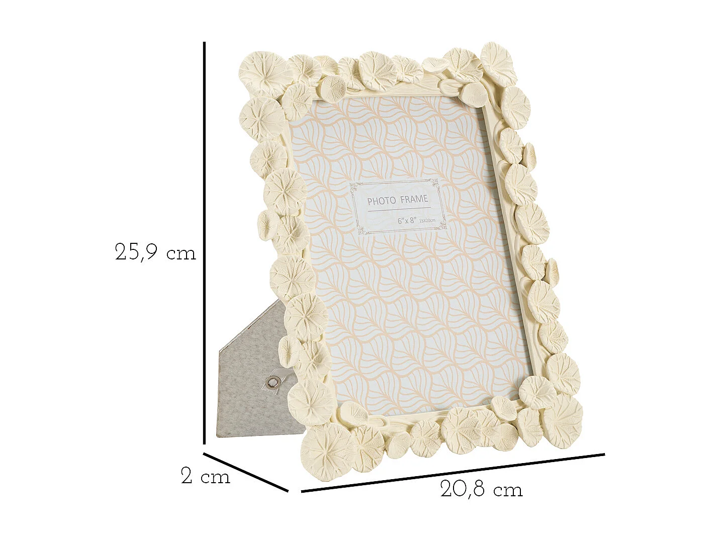 Cadre Photo Déco Fleurs "Lotus" 15x20cm Crème