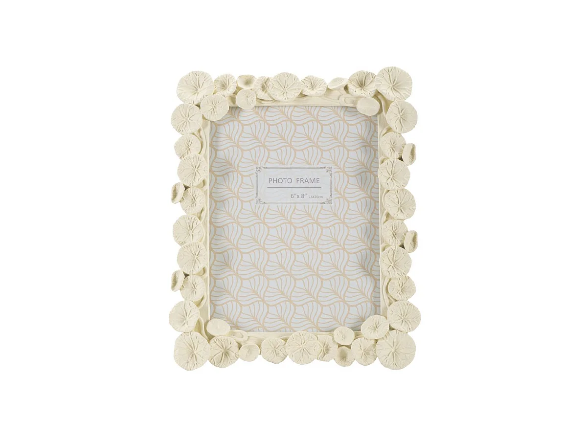 Bilderrahmen aus Kunstharz beige mit Lotusblättern 20,8x2x25,9 cm