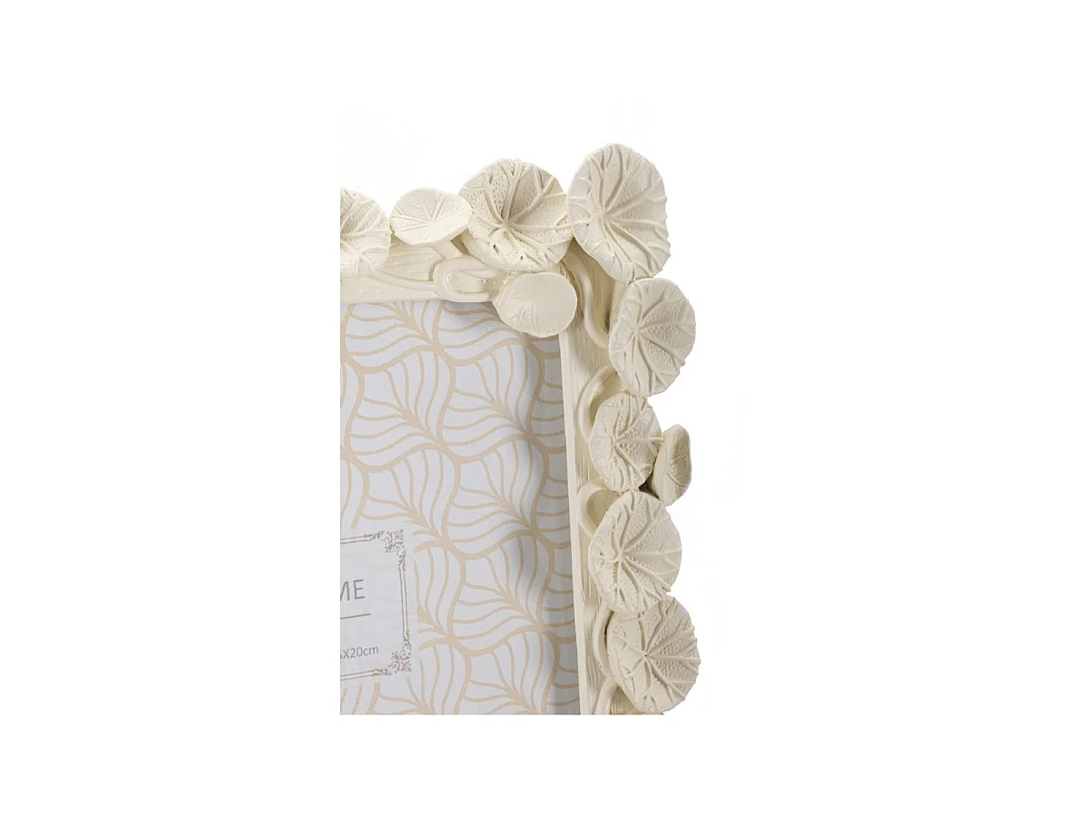 Bilderrahmen aus Kunstharz beige mit Lotusblättern 20,8x2x25,9 cm