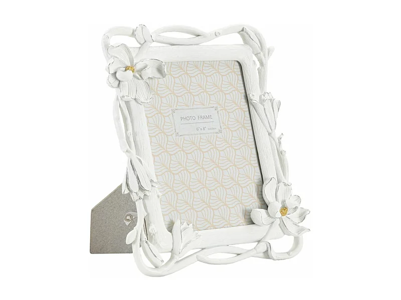 Cornice in resina bianca con fiori cm 23,8x2,7x28