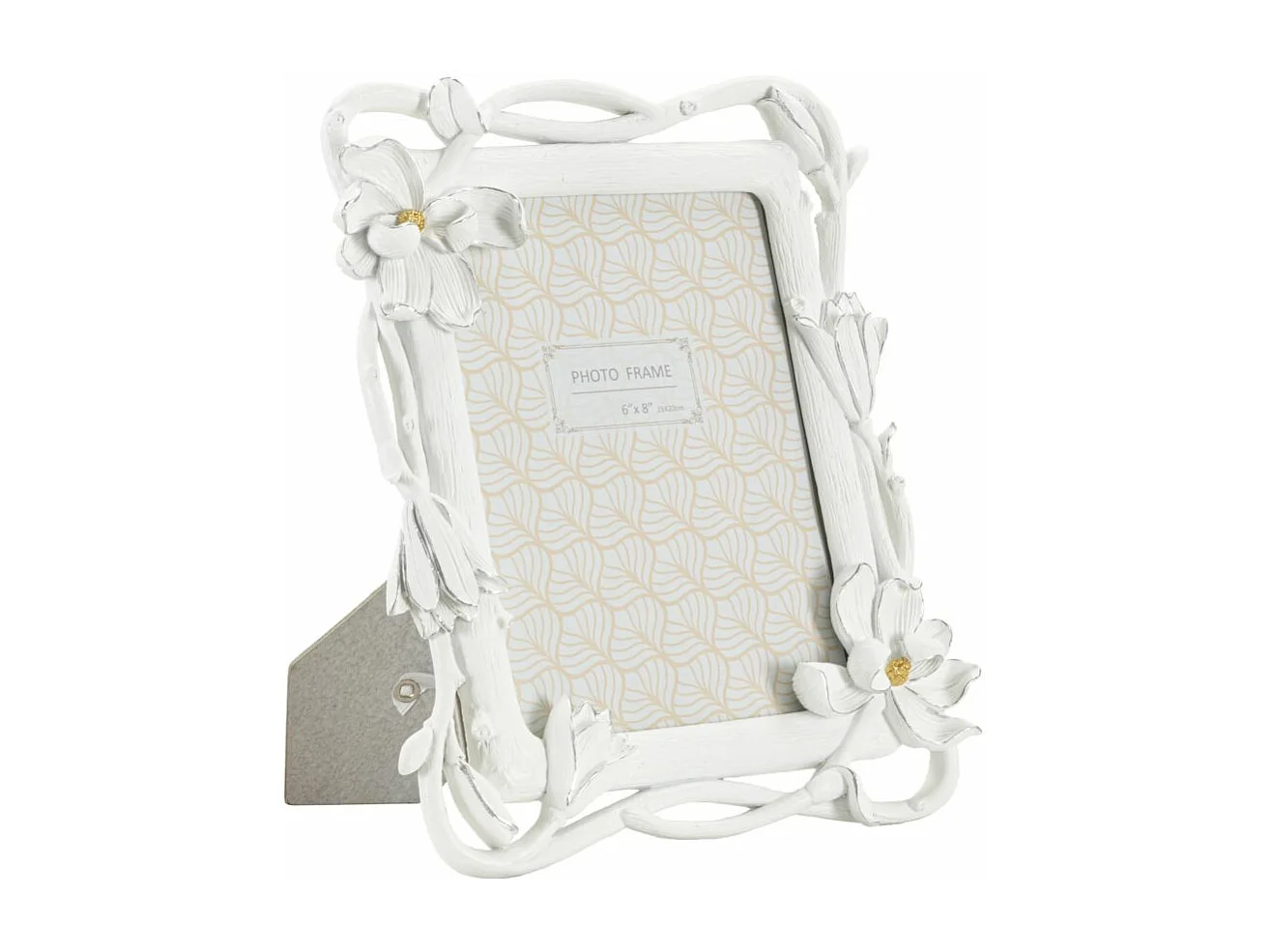 Cornice in resina bianca con fiori cm 23,8x2,7x28