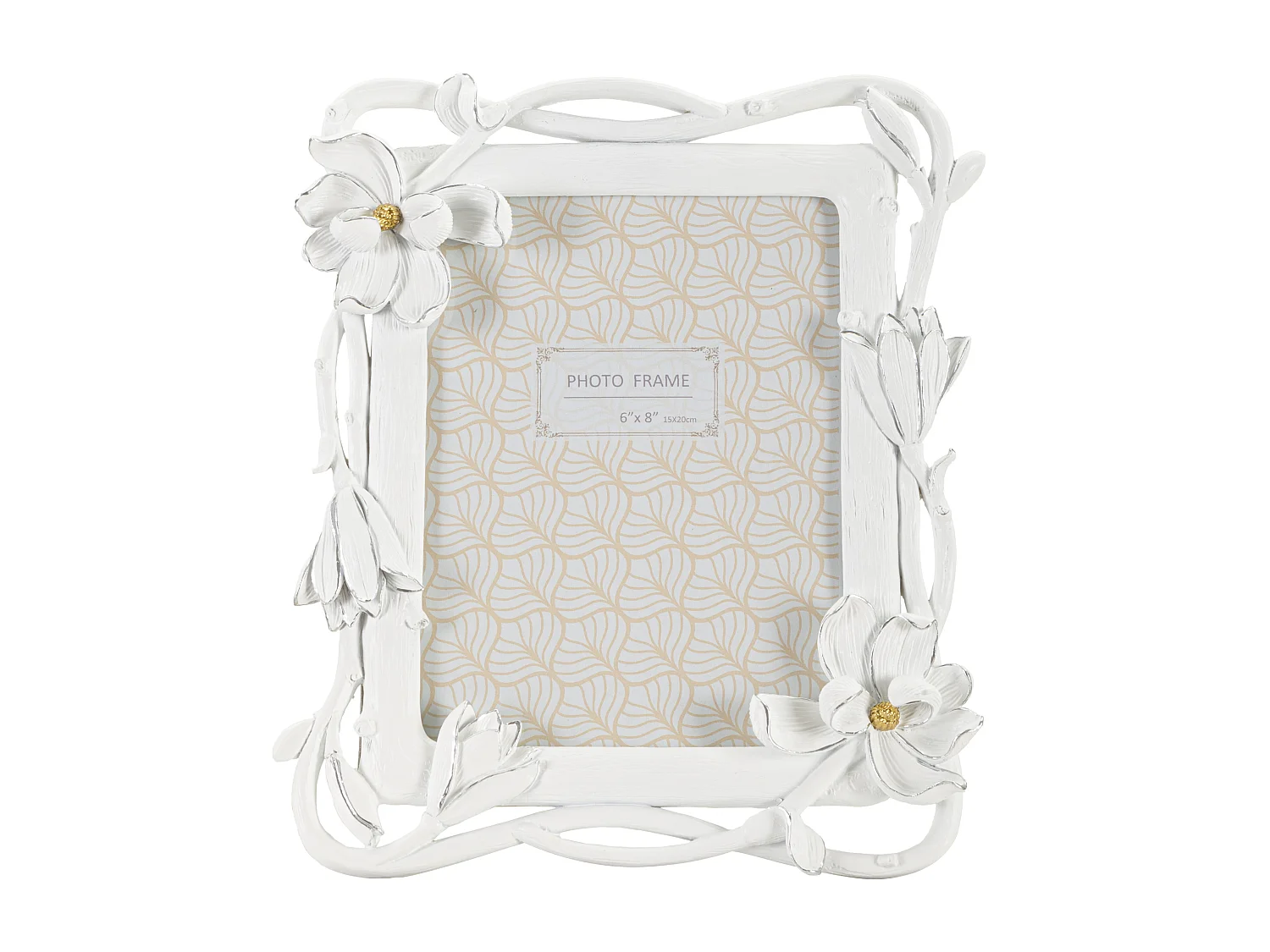 Cornice in resina bianca con fiori cm 23,8x2,7x28