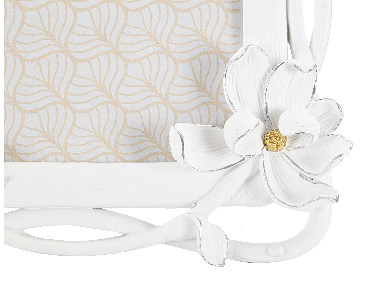 Cornice in resina bianca con fiori cm 23,8x2,7x28