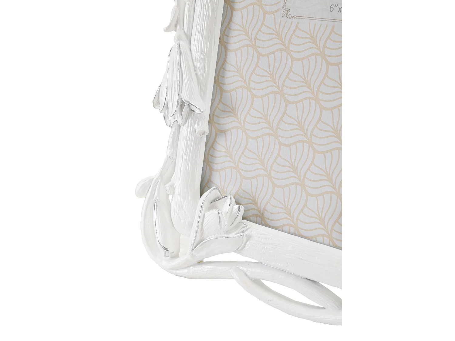 Cornice in resina bianca con fiori cm 23,8x2,7x28