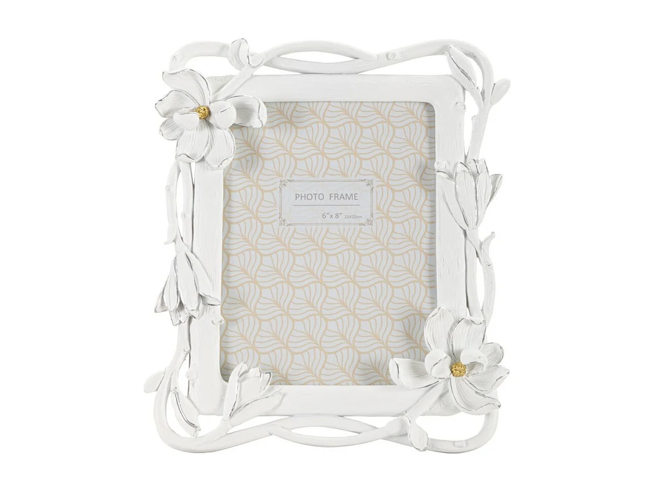 Cadre Photo Déco Fleurs "Magnolia" 15x20cm Blanc