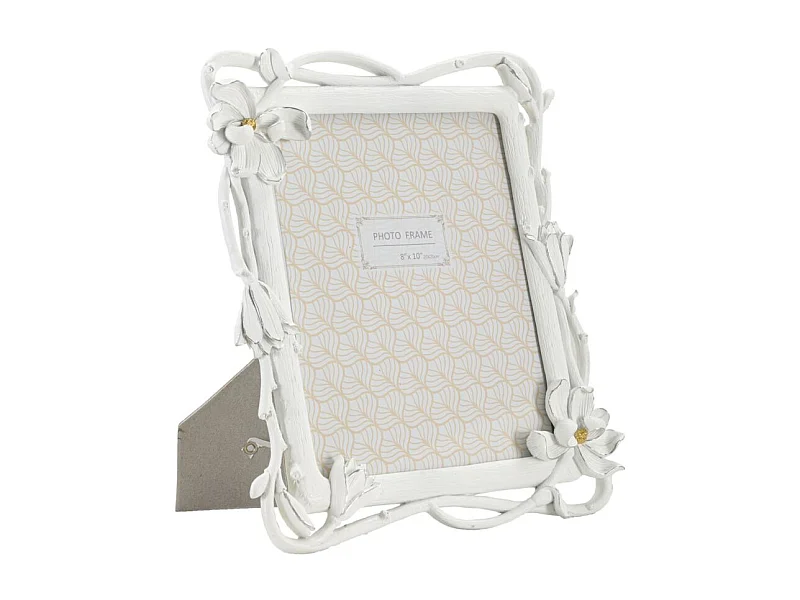 Cornice in resina bianca con fiori cm 29,3x3x33,5