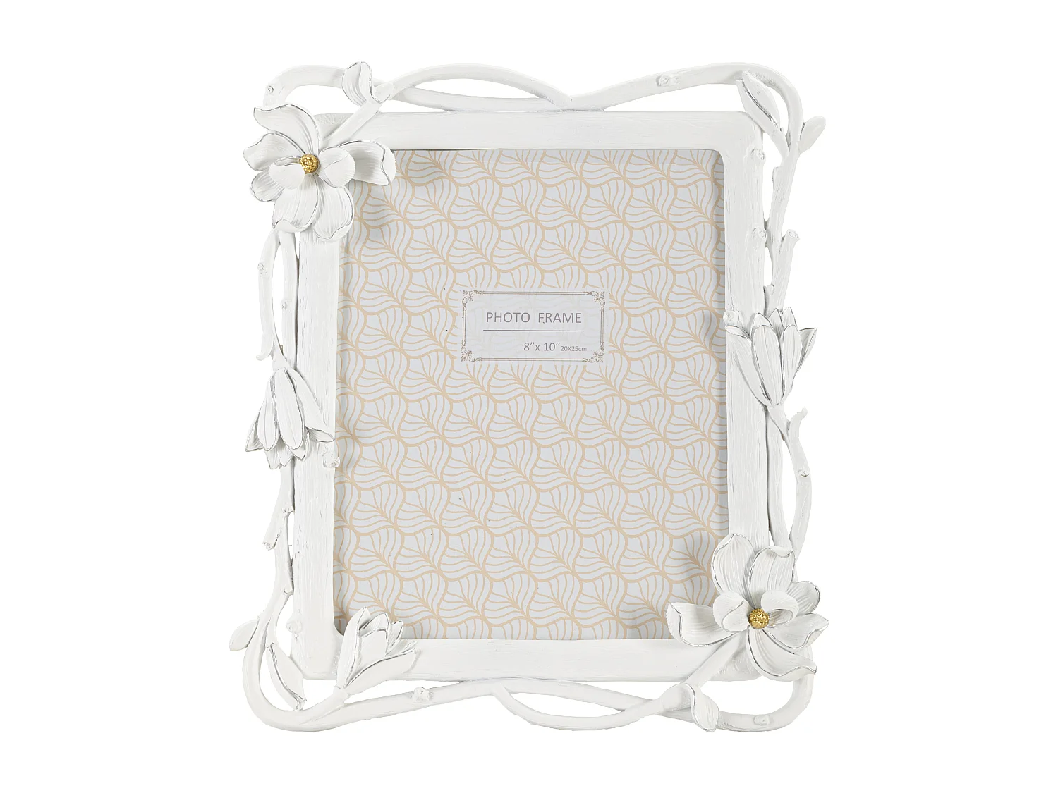 Cornice in resina bianca con fiori cm 29,3x3x33,5