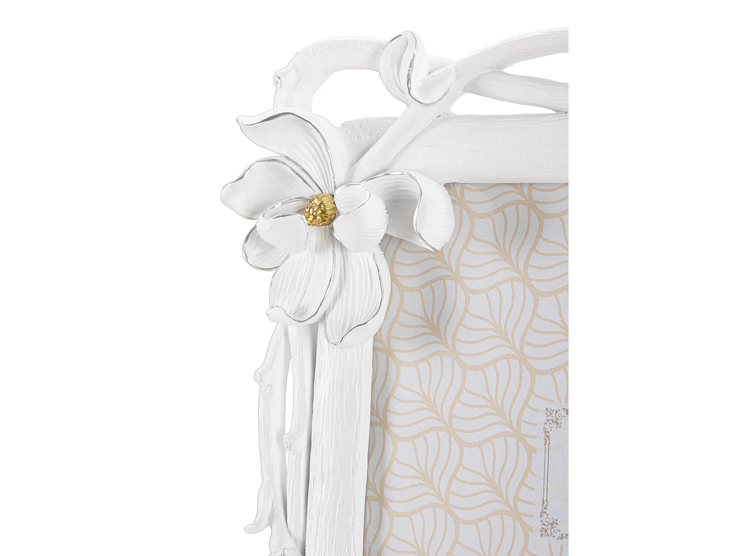 Cornice in resina bianca con fiori cm 29,3x3x33,5