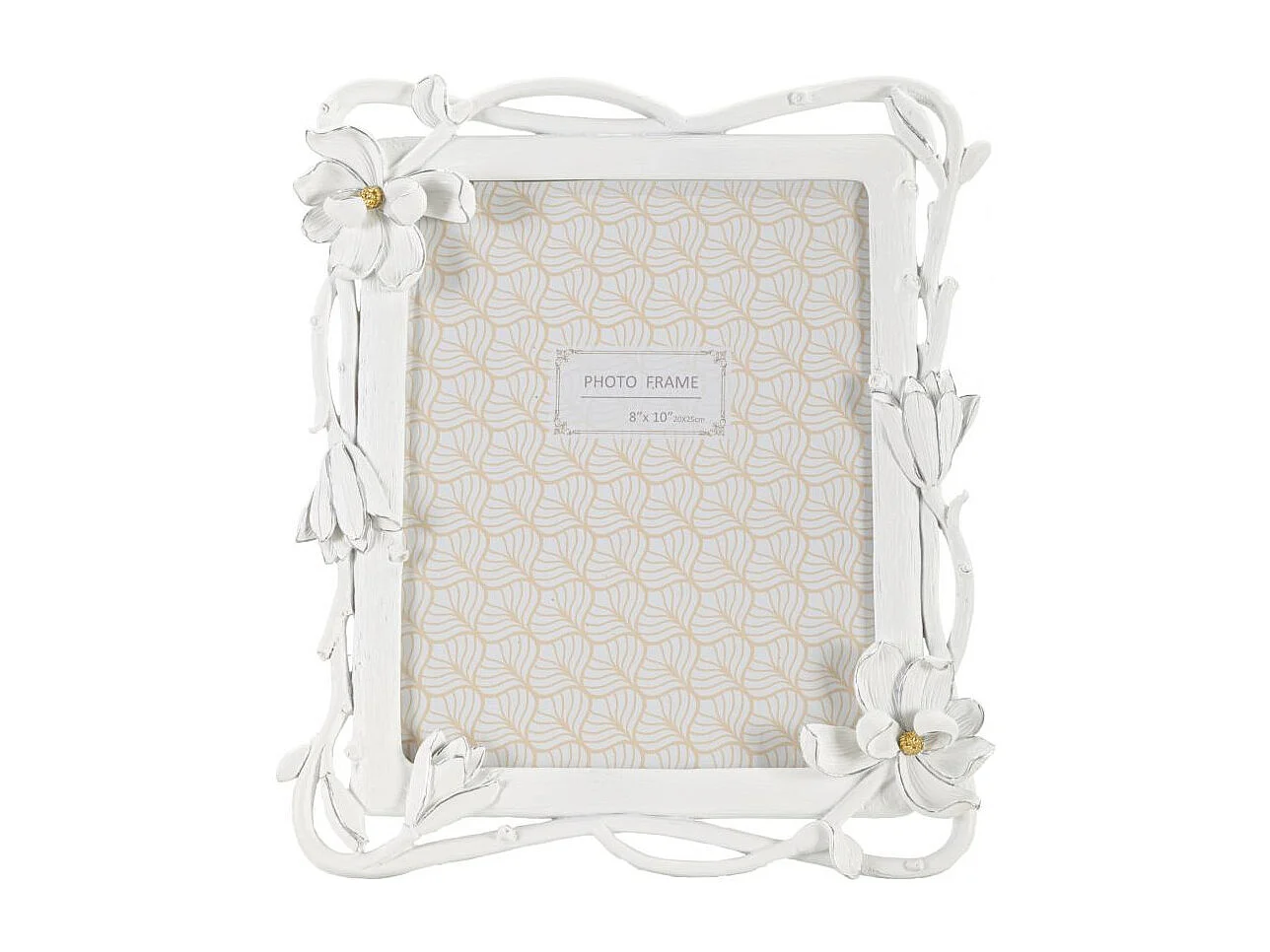 Cadre Photo Déco Fleurs "Magnolia" 20x25cm Blanc