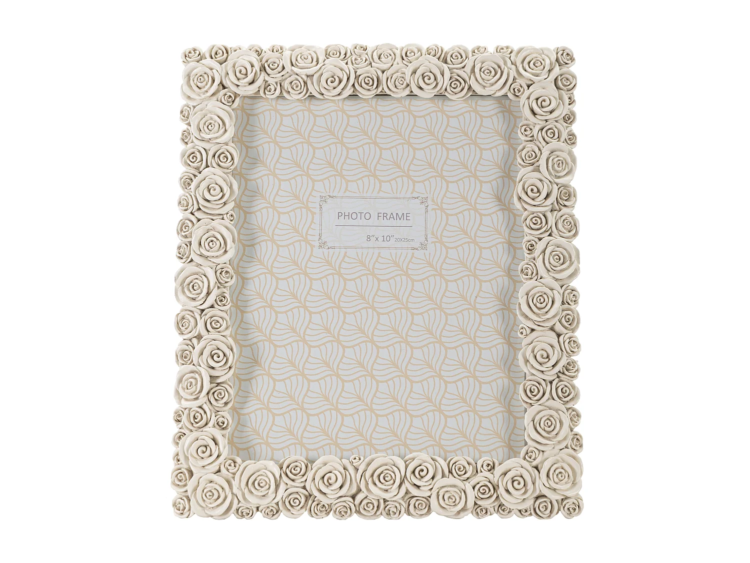 Cornice in resina beige con roselline cm 27x2,5x31,5