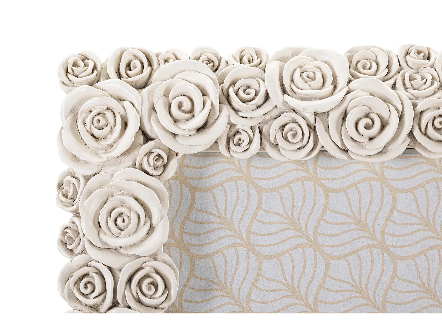 Cornice in resina beige con roselline cm 27x2,5x31,5