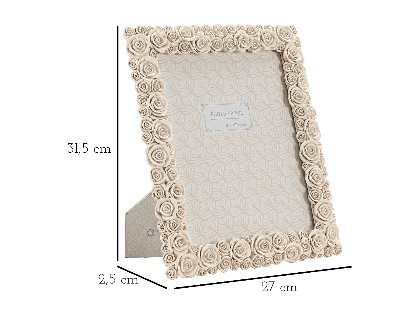 Cornice in resina beige con roselline cm 27x2,5x31,5