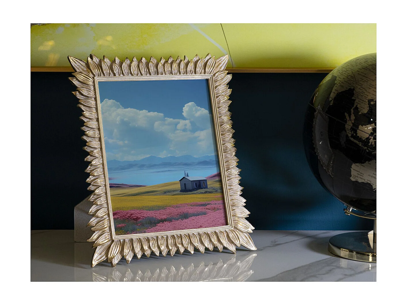 Gouden harslijst met bloemblaadjes 28,4x2x33,5 cm