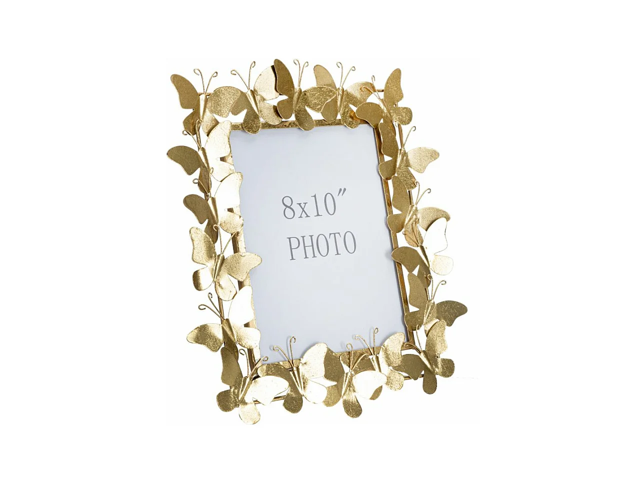 Cadre photo Butterfly Glam en métal doré avec décor de papillons - 35 x 15 x 38 cm (mesure interne : 20 x 25 cm)