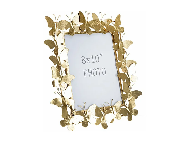 Cadre Photo Déco en Métal "Papillons" 20x25cm Or