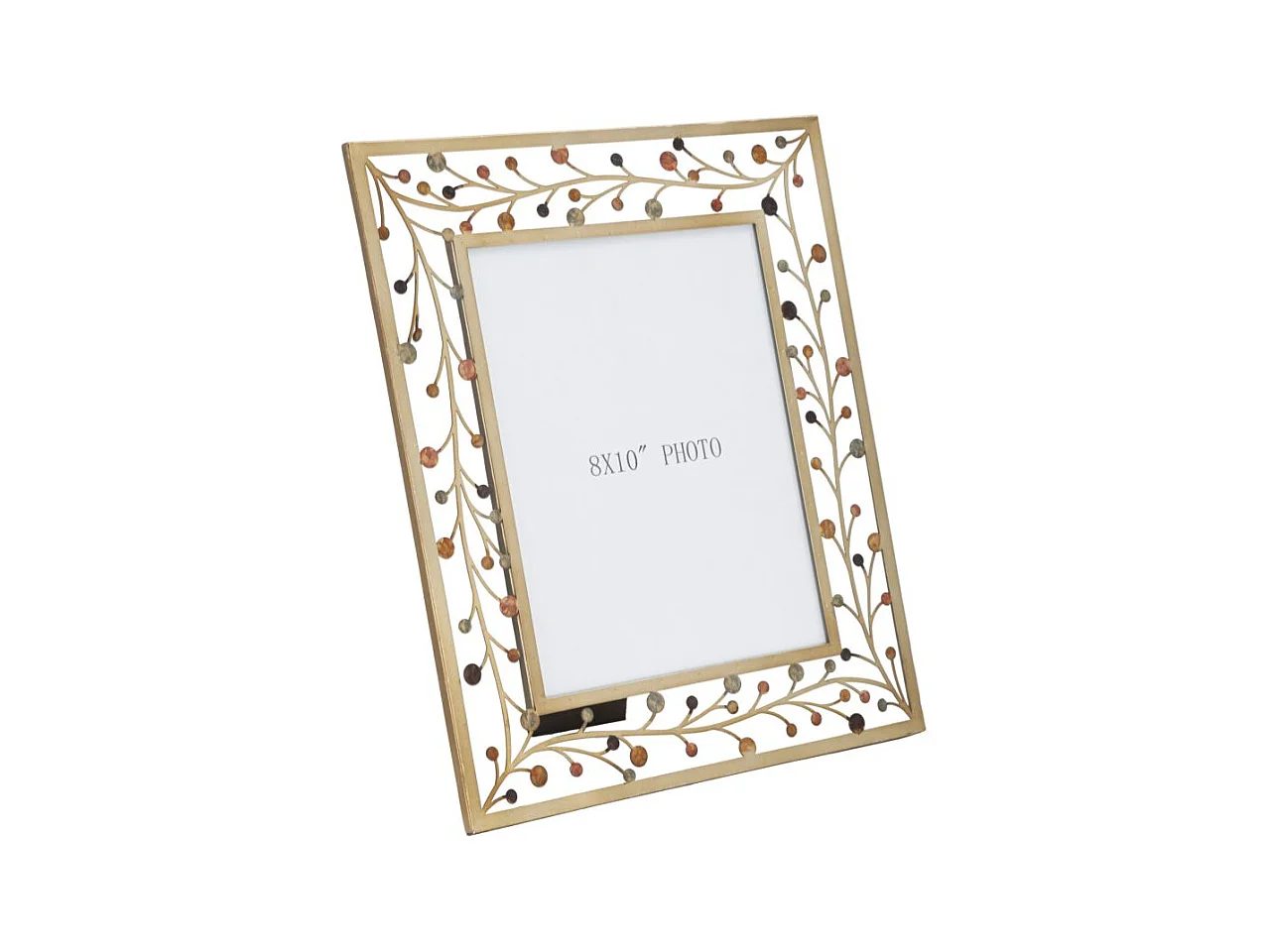Cadre photo bixy en métal décoré - 32,5 x 13,5 x 36,2 cm (taille photo : 20 x 25 cm), Multicolore