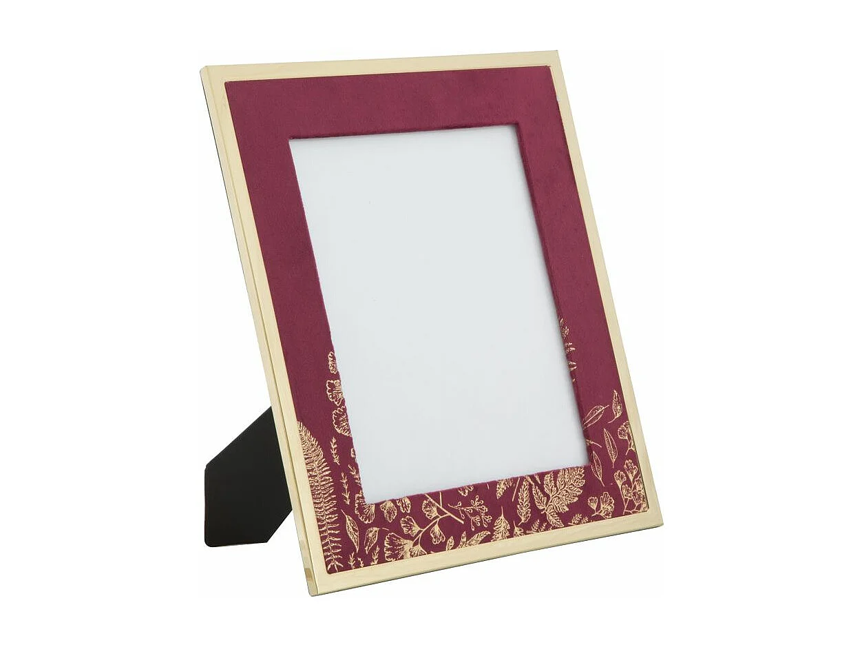 Cornice in metallo dorata e tessuto viola cm 28x1,5x33,5